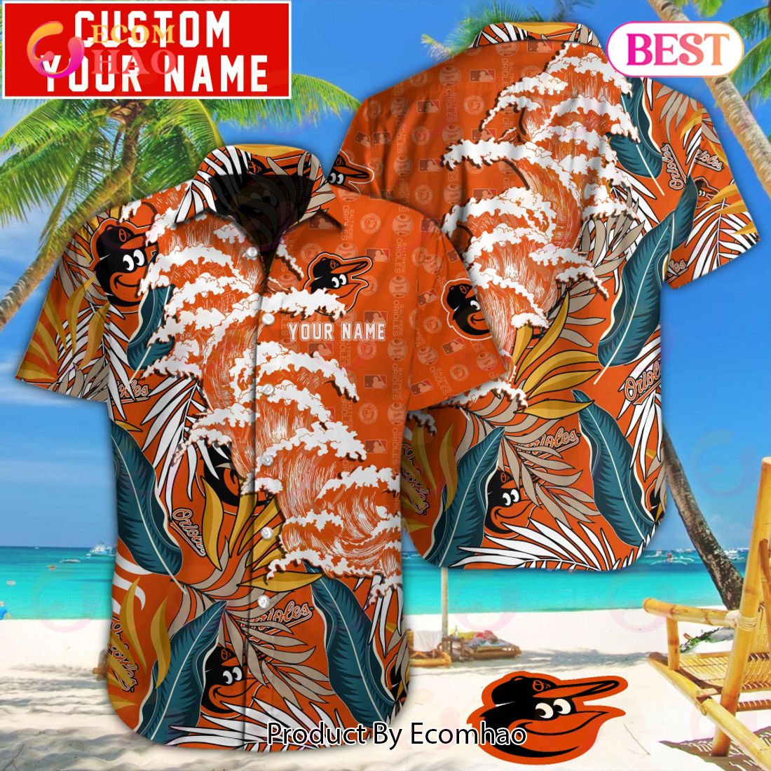 Baltimore Orioles Baseball Pattern Vintage Hawaiian Shirt Custom Name