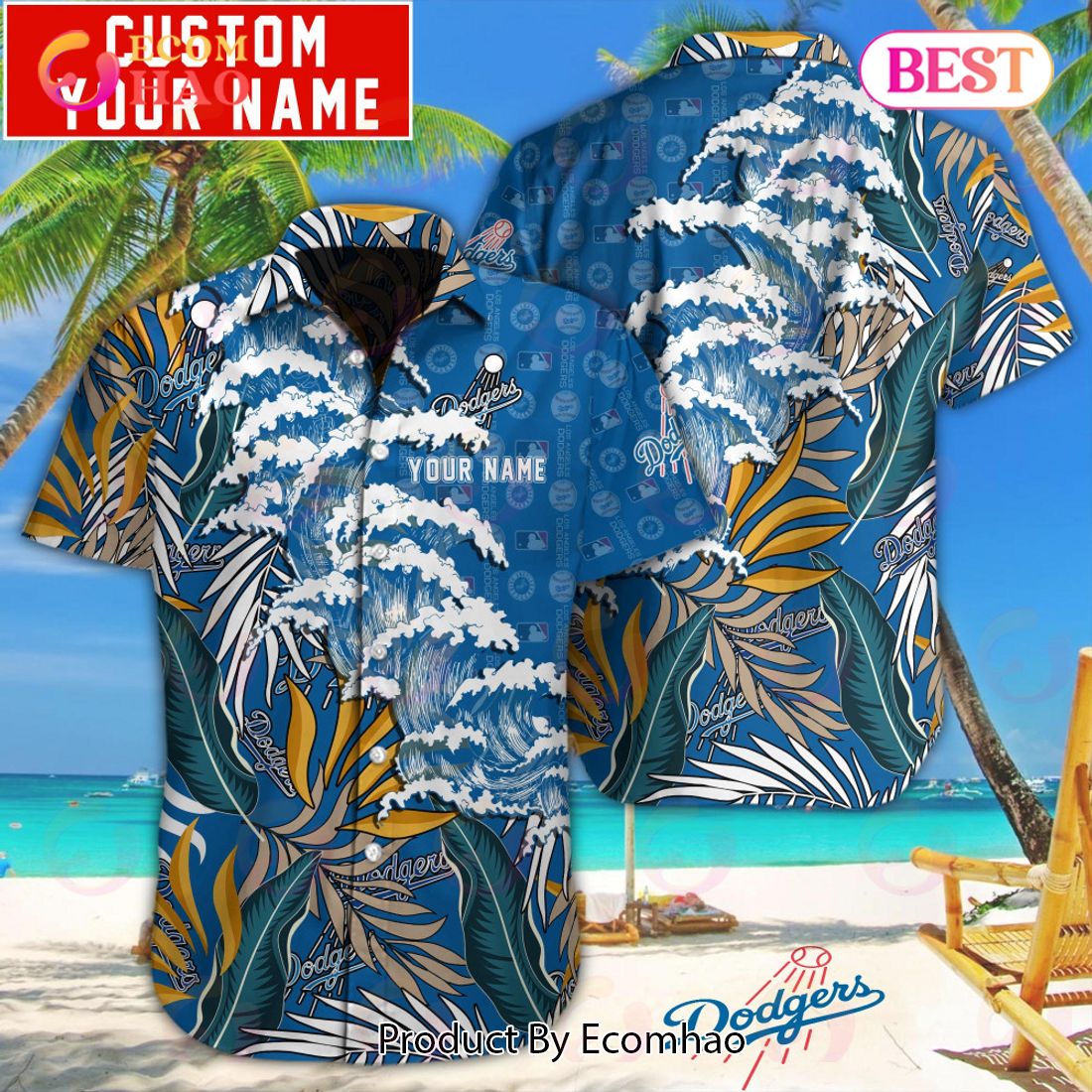 MLB Los Angeles Dodgers Special Hawaiian Design Button Shirt