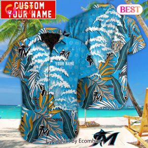 MLB Miami Marlins Special Hawaiian Design Button Shirt