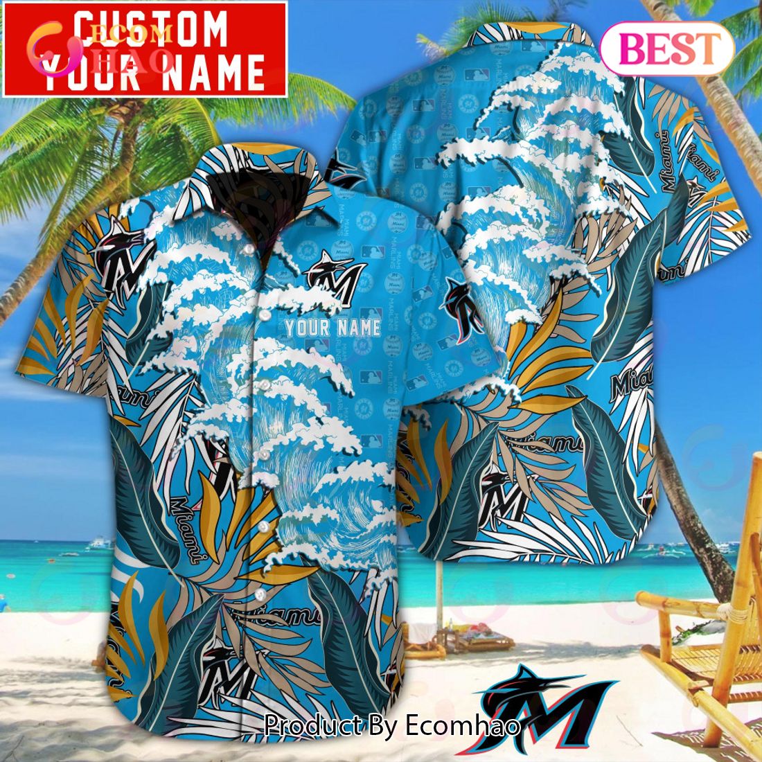MLB Miami Marlins Logo Hawaii Baseball Jersey Shirt For Fans - Freedomdesign