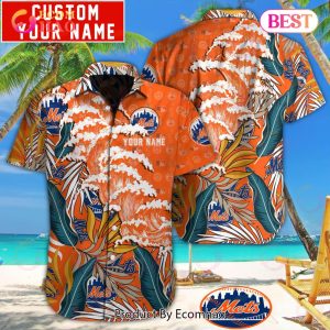 MLB New York Mets Special Hawaiian Design Button Shirt