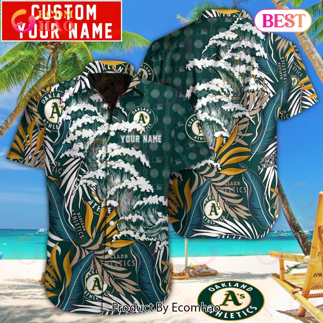 Custom Name MLB Oakland Athletics Special Hawaiian Design Button Shirt -  Torunstyle