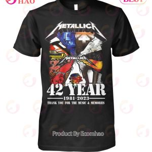 Metallica 42 Years 1981 – 2023 White Tone Thank You For The Memories T-Shirt