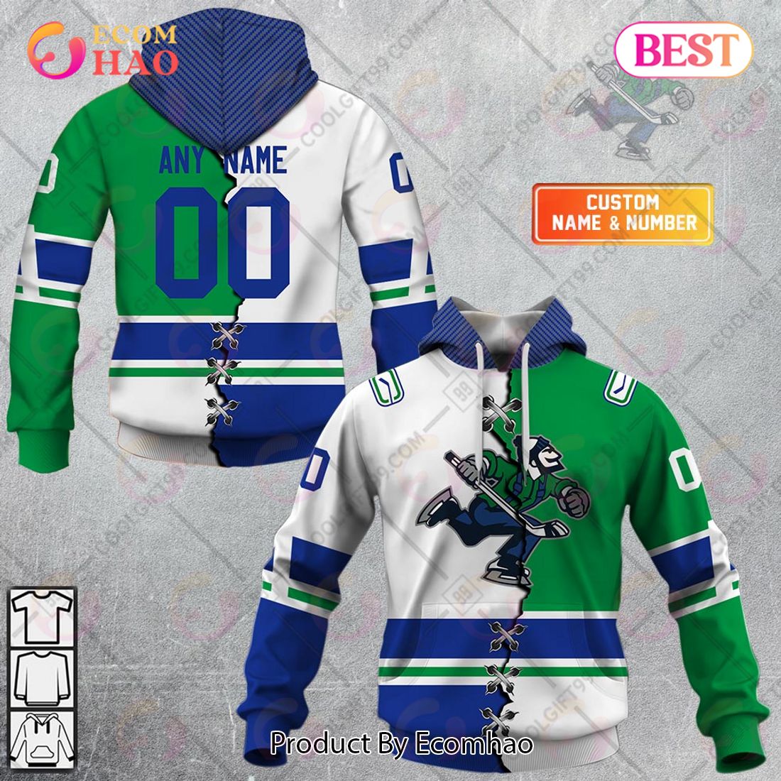 Personalized AHL Abbotsford Canucks Mix Jersey 3D Hoodie