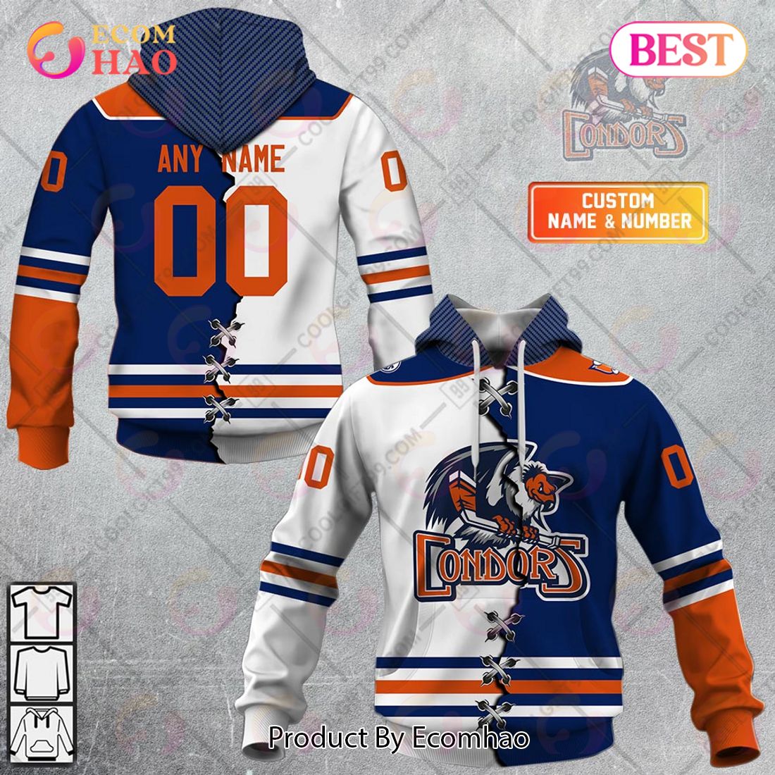 Personalized AHL Bakersfield Condors Mix Jersey 3D Hoodie