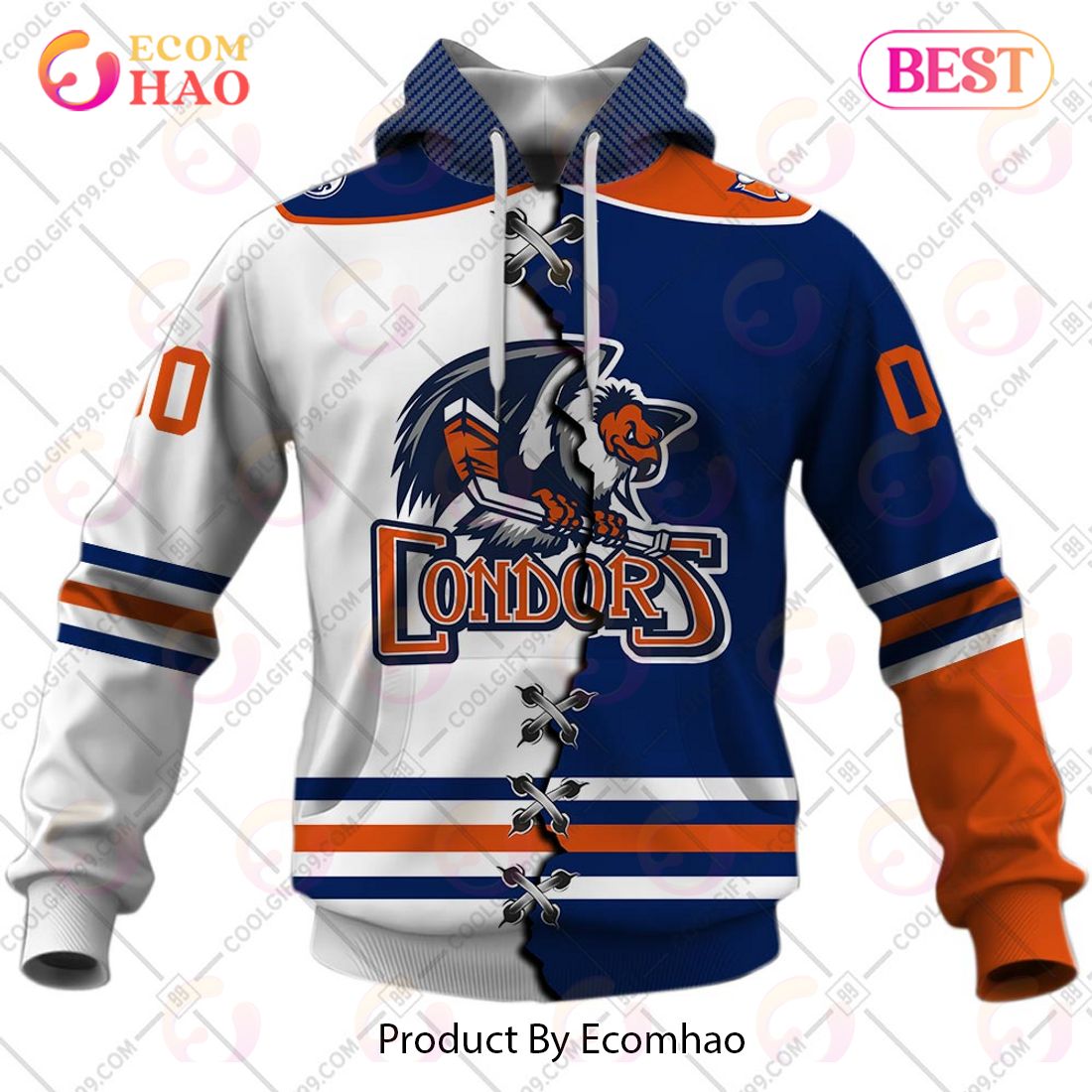 Personalized AHL Bakersfield Condors Mix Jersey 3D Hoodie