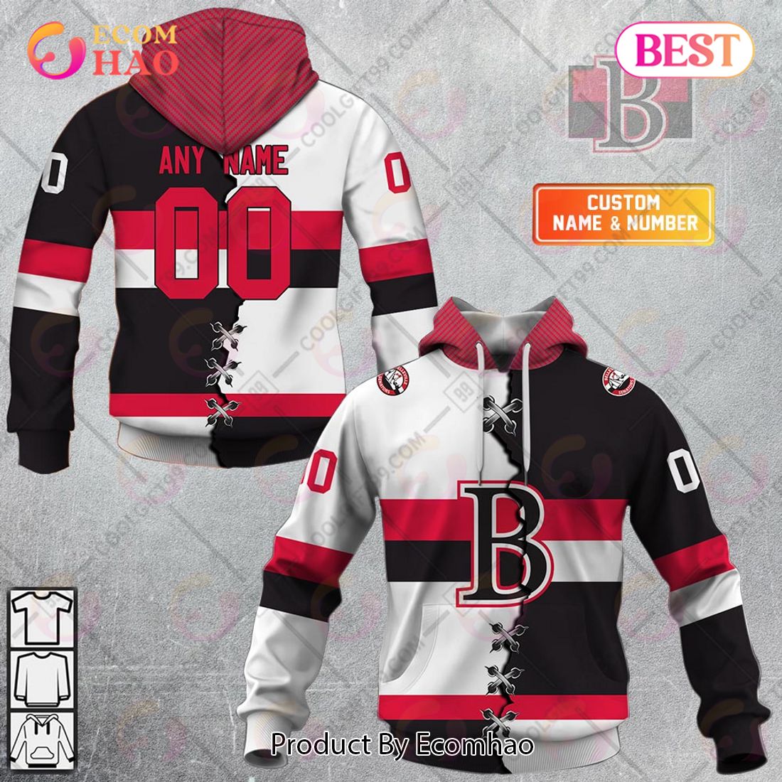 Personalized AHL Belleville Senators Mix Jersey 3D Hoodie