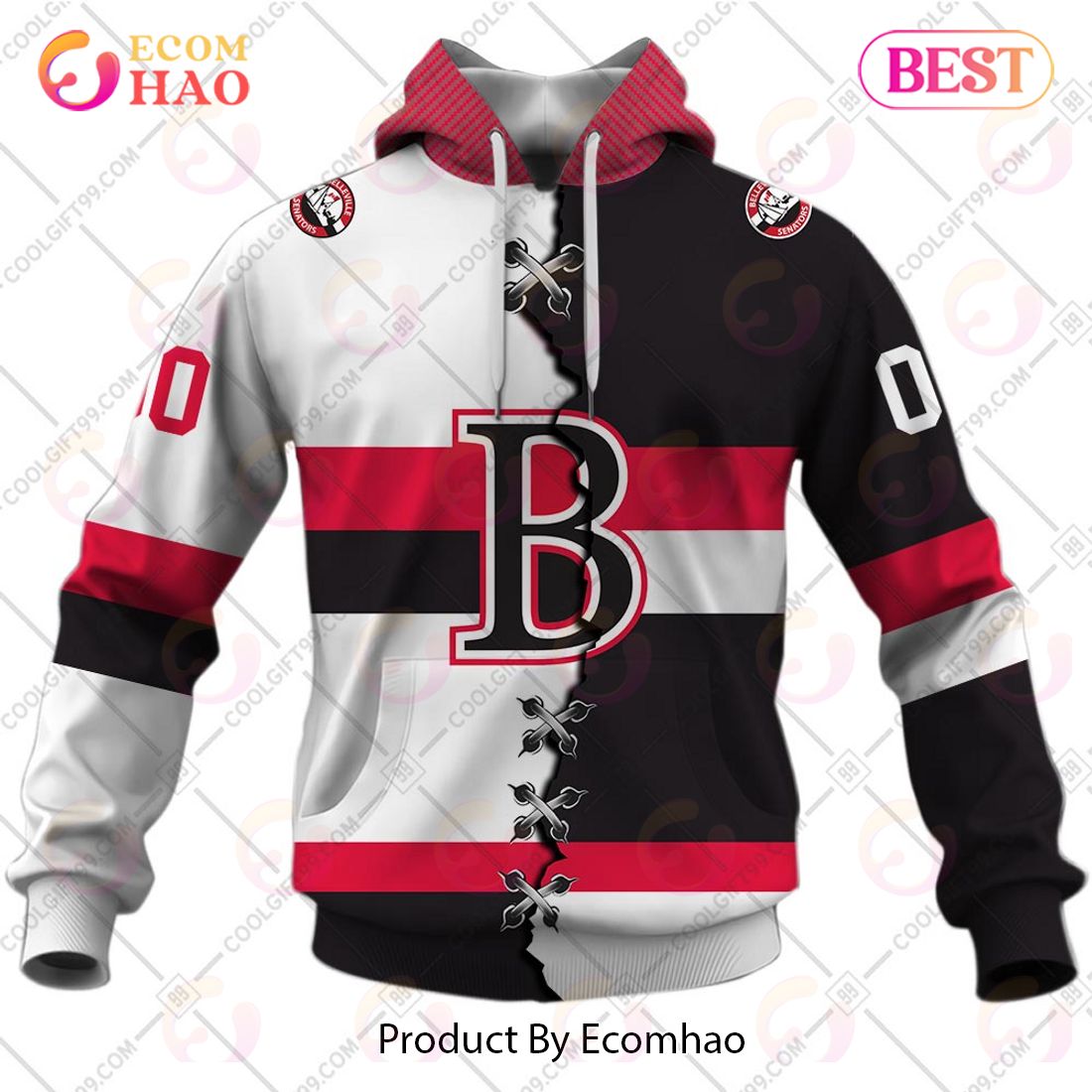 Personalized AHL Belleville Senators Mix Jersey 3D Hoodie