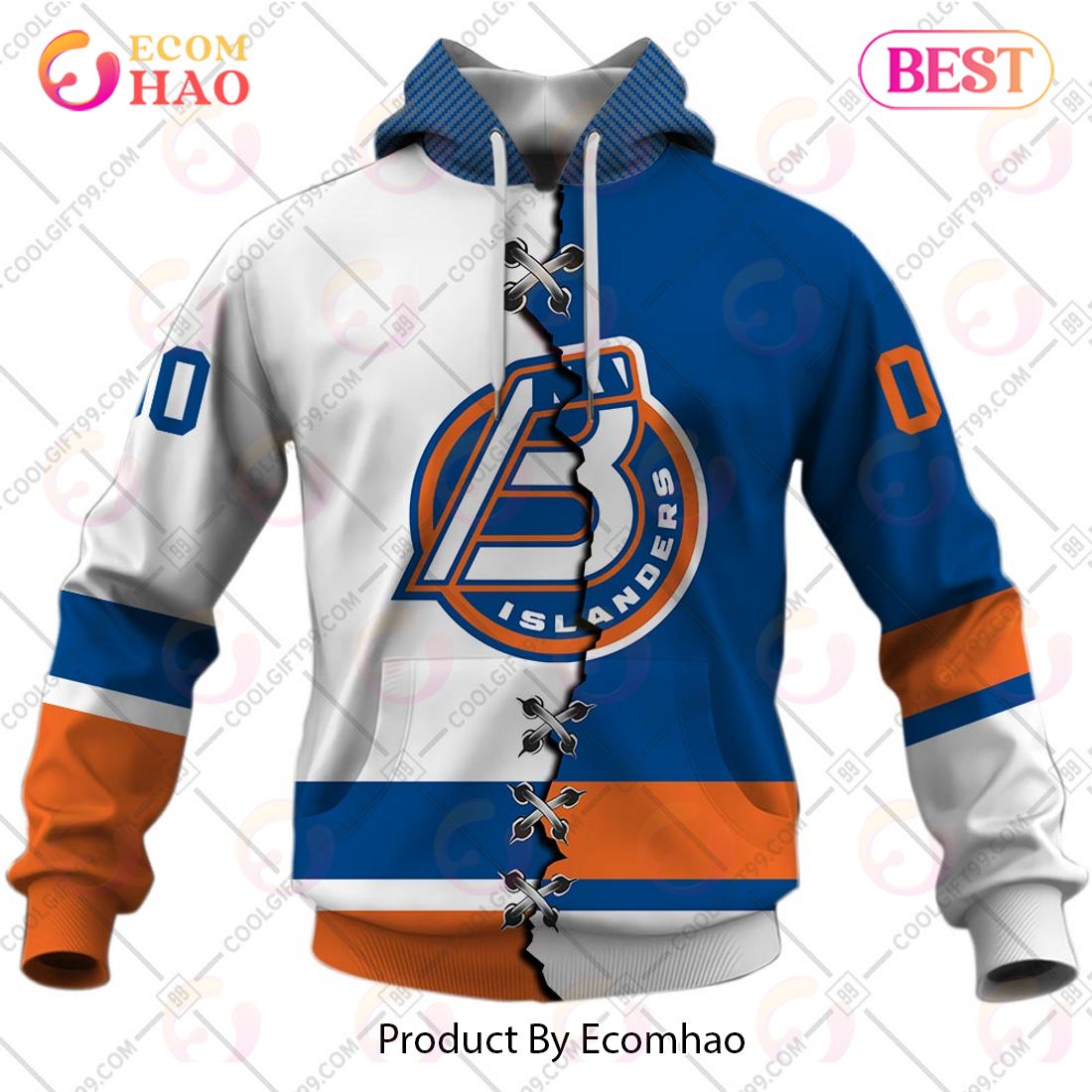 Personalized AHL Bridgeport Islanders Mix Jersey 3D Hoodie