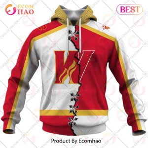 Personalized AHL Calgary Wranglers Mix Jersey 3D Hoodie