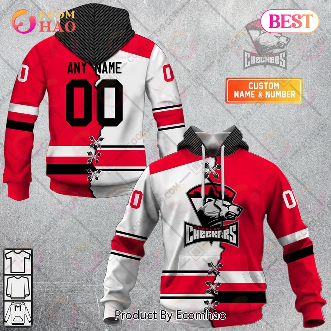 Personalized AHL Charlotte Checkers Mix Jersey 3D Hoodie