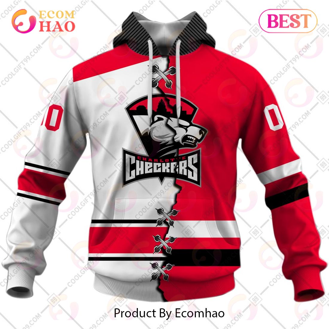 Personalized AHL Charlotte Checkers Mix Jersey 3D Hoodie