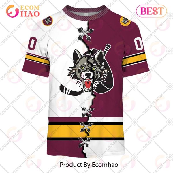 Personalized AHL Chicago Wolves Mix Jersey 3D Hoodie