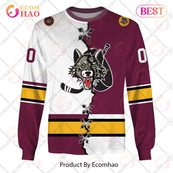 Personalized AHL Chicago Wolves Mix Jersey 3D Hoodie