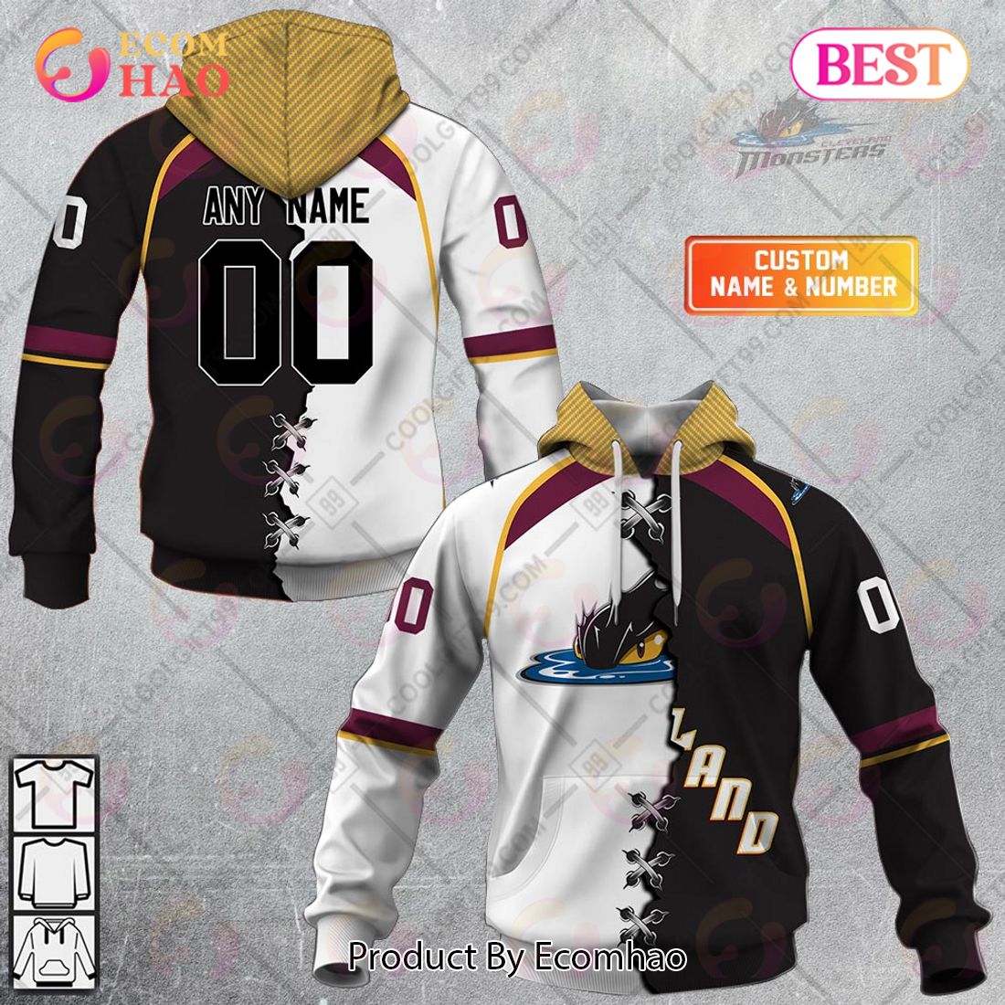 Personalized AHL Cleveland Monsters Mix Jersey 3D Hoodie