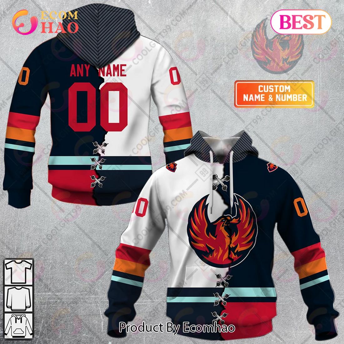 Personalized AHL Coachella Valley Firebirds Mix Jersey 3D Hoodie