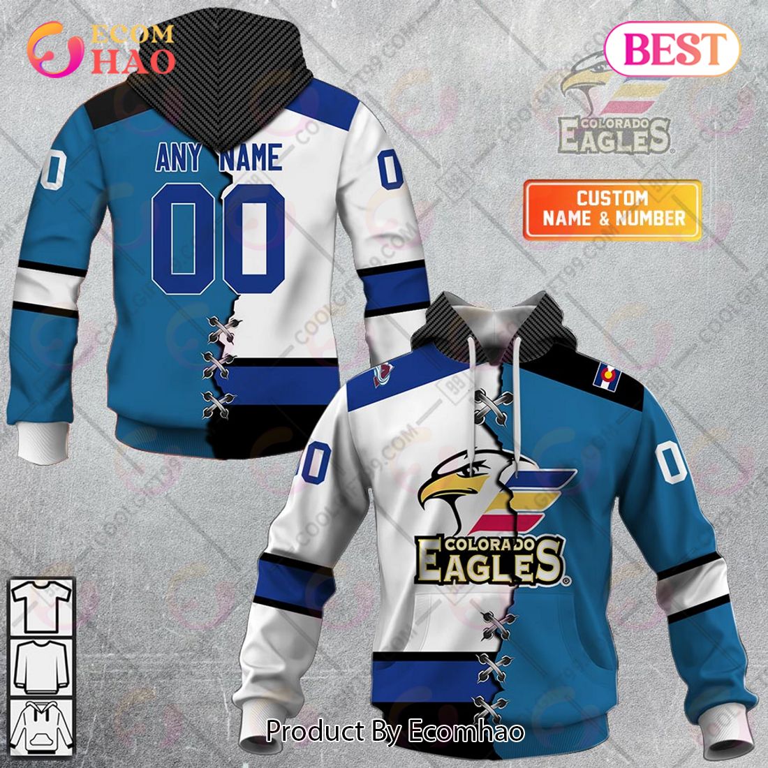 Personalized AHL Colorado Eagles Mix Jersey 3D Hoodie