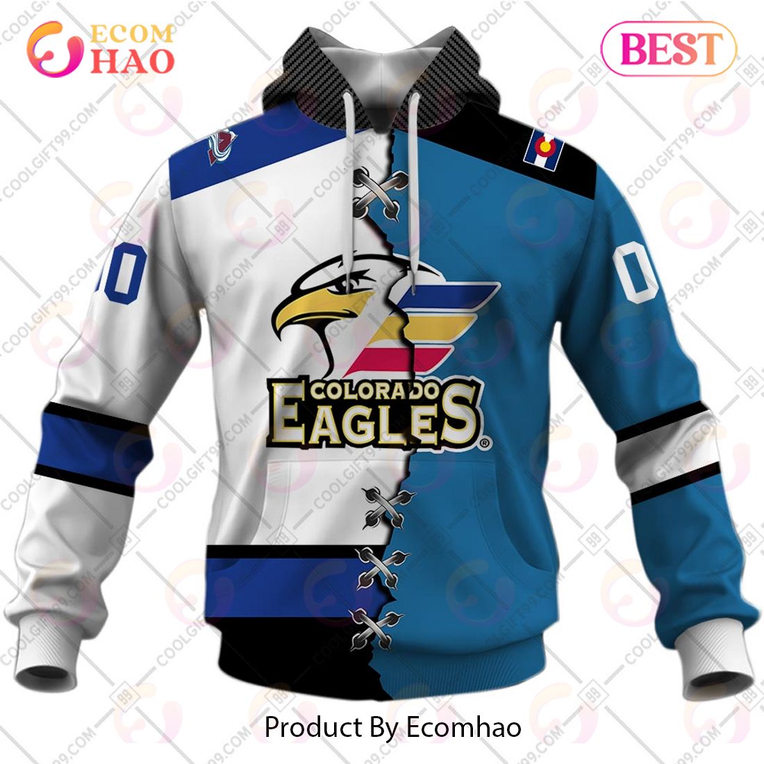 Personalized AHL Colorado Eagles Mix Jersey 3D Hoodie