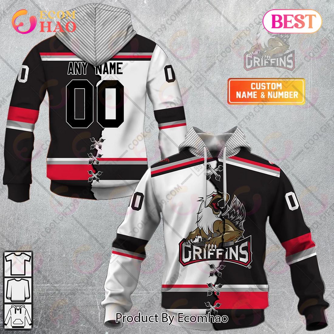 Personalized AHL Hartford Wolf Pack Mix Jersey 3D Hoodie