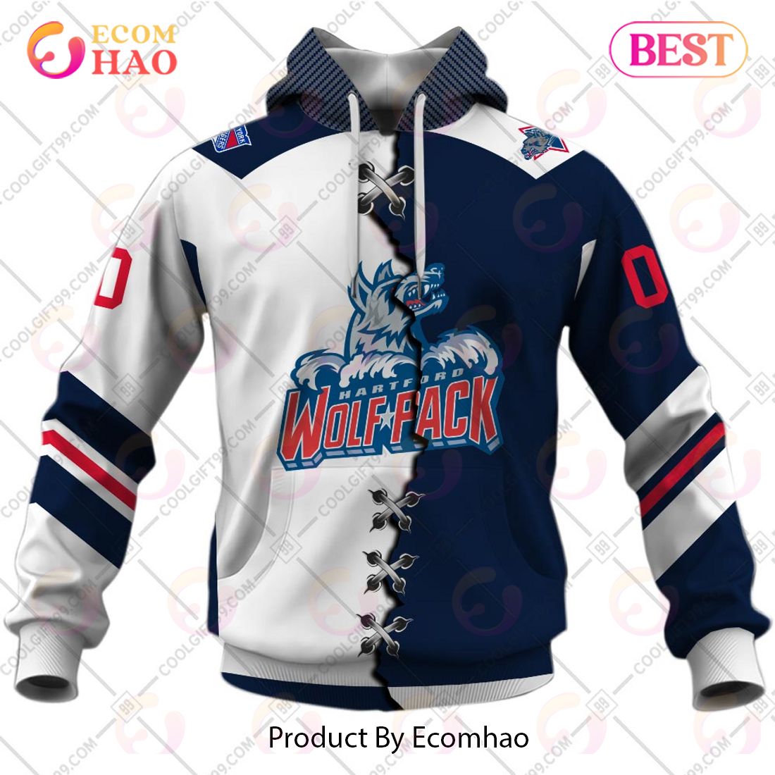 Personalized AHL Hartford Wolf Pack Mix Jersey 3D Hoodie