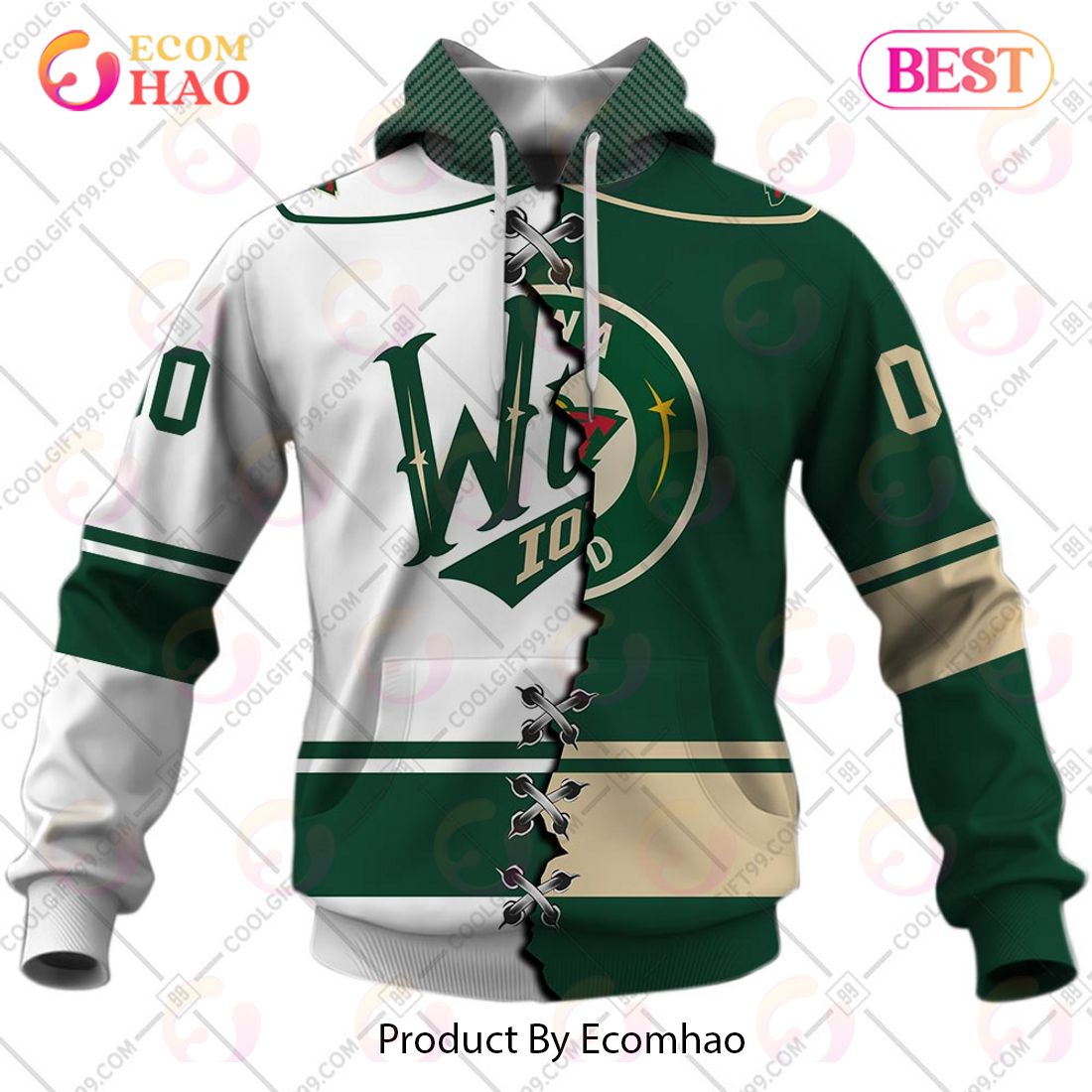 Personalized AHL Iowa Wild Mix Jersey 3D Hoodie