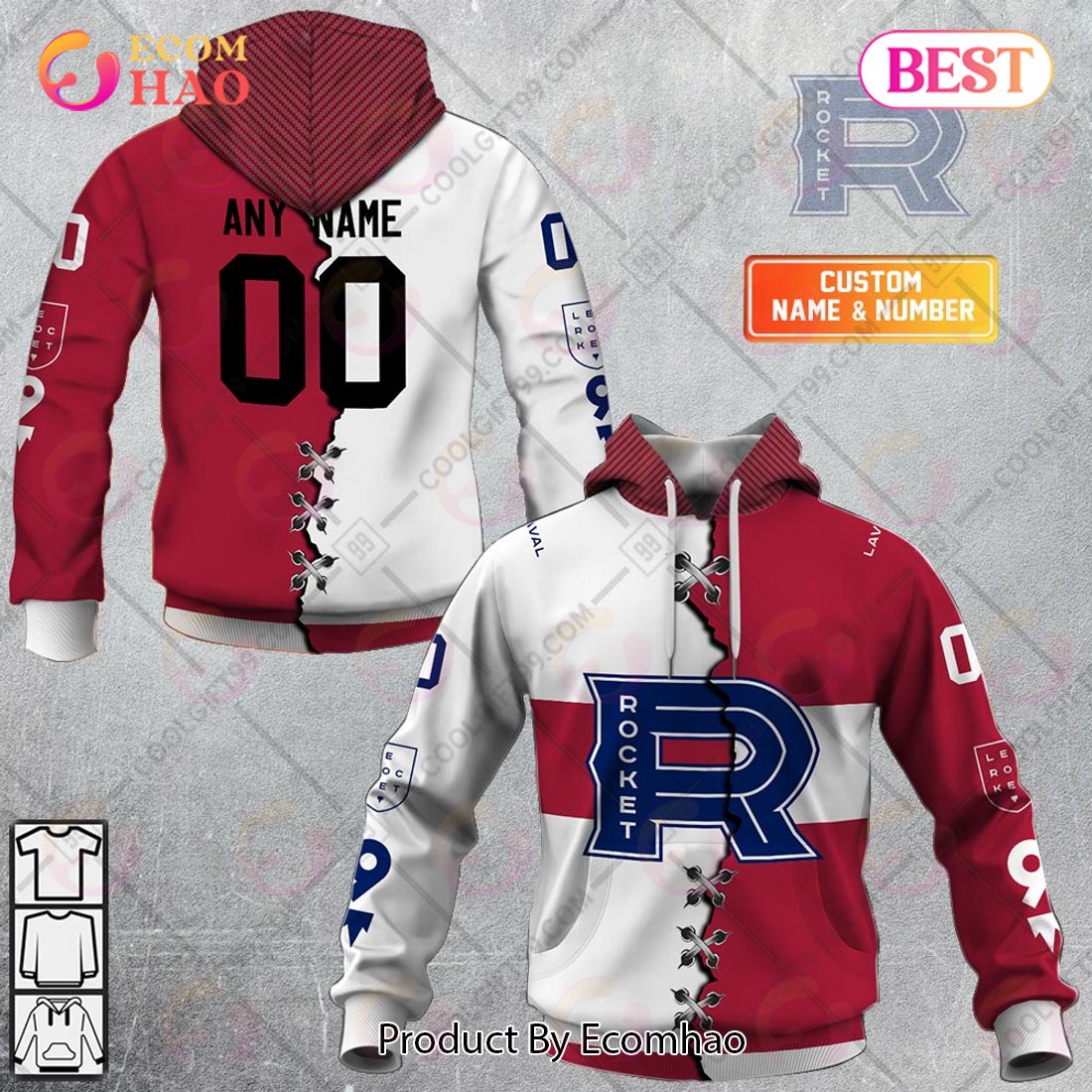 Personalized AHL Laval Rocket Mix Jersey 3D Hoodie