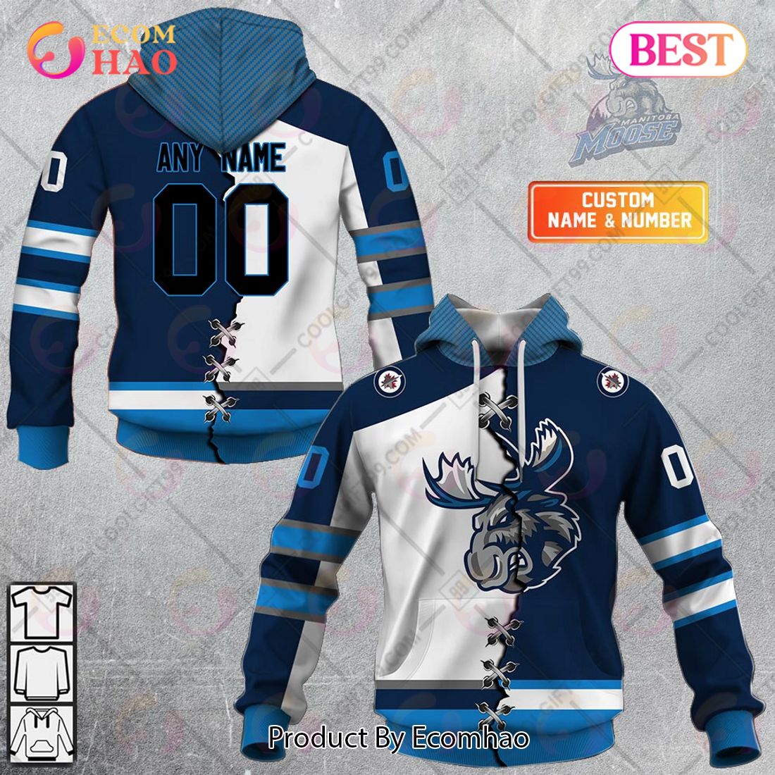 Personalized AHL Manitoba Moose Mix Jersey 3D Hoodie