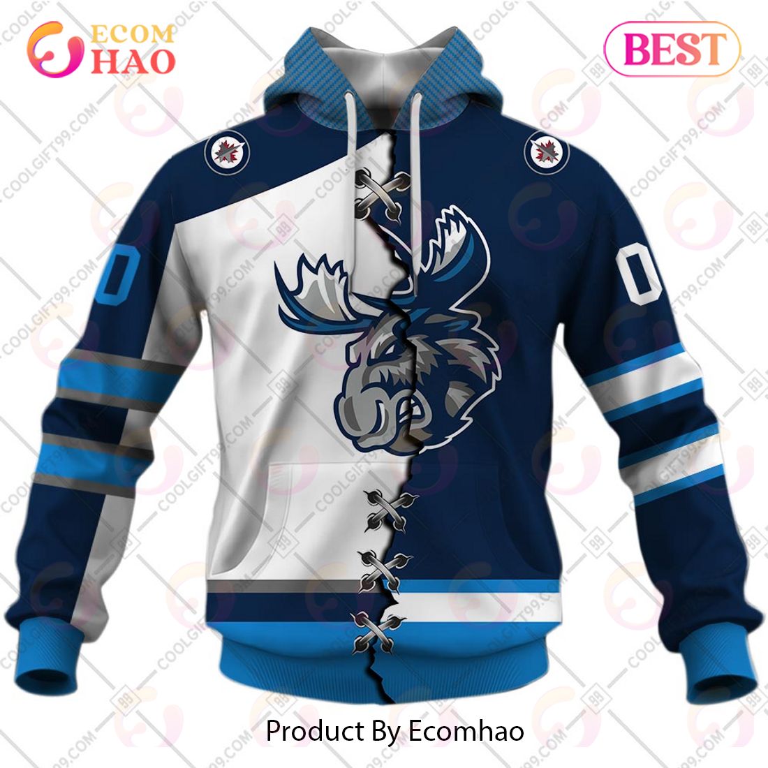 Personalized AHL Manitoba Moose Mix Jersey 3D Hoodie