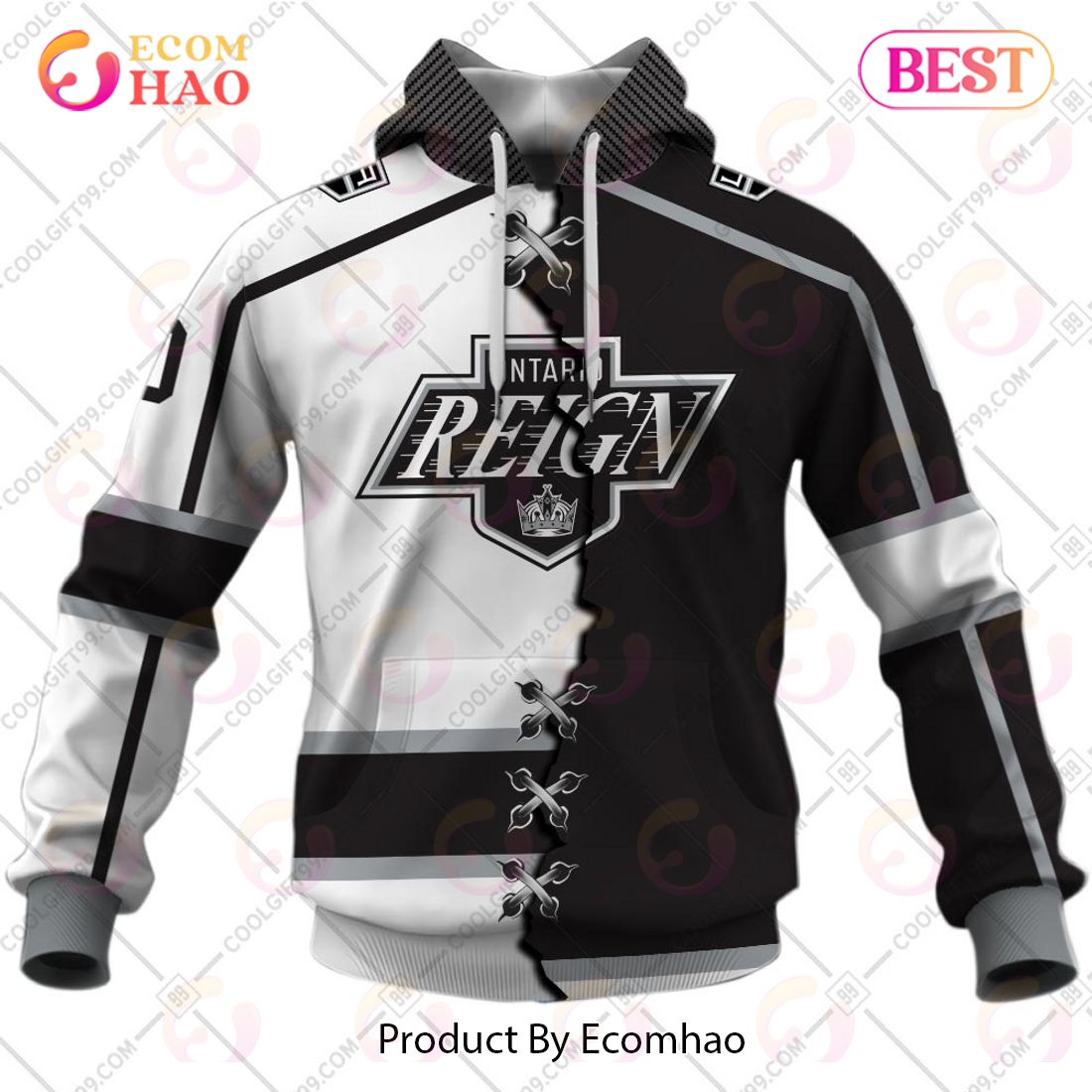 Personalized AHL Ontario Reign Mix Jersey 3D Hoodie