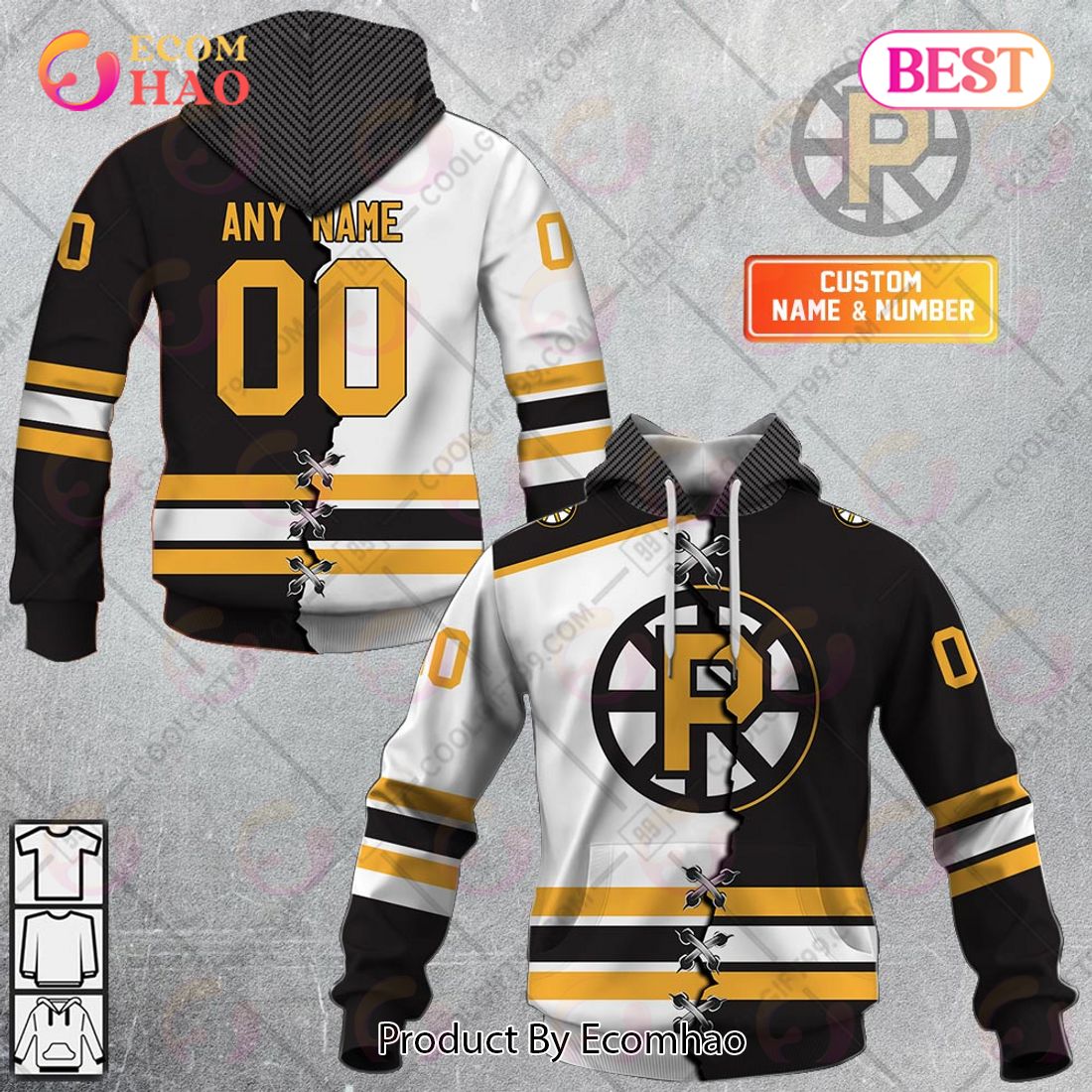 Personalized AHL Providence Bruins Mix Jersey 3D Hoodie