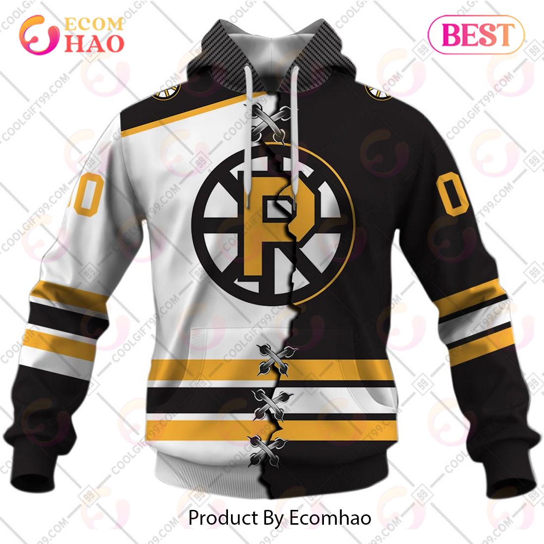 Personalized AHL Providence Bruins Mix Jersey 3D Hoodie