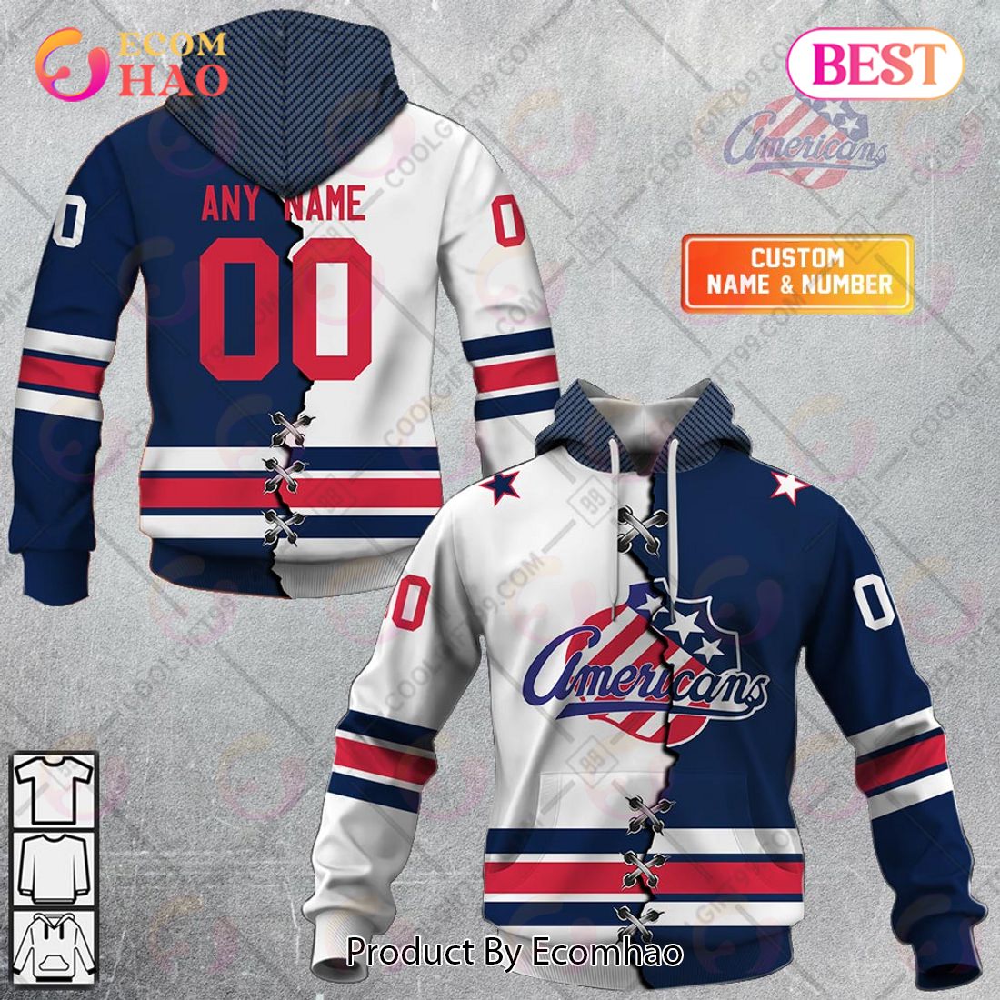 Personalized AHL Rochester Americans Mix Jersey 3D Hoodie