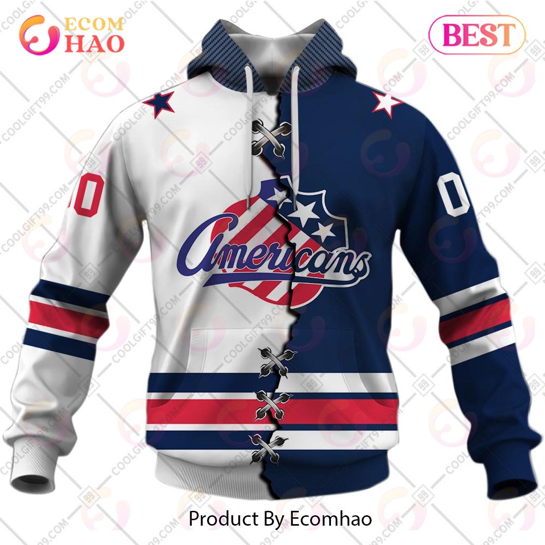 Personalized AHL Rochester Americans Mix Jersey 3D Hoodie