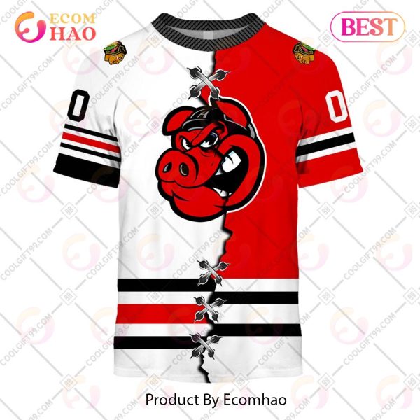 Personalized AHL Rockford IceHogs Mix Jersey 3D Hoodie