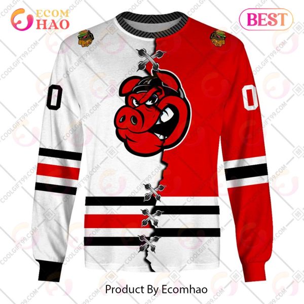 Personalized AHL Rockford IceHogs Mix Jersey 3D Hoodie