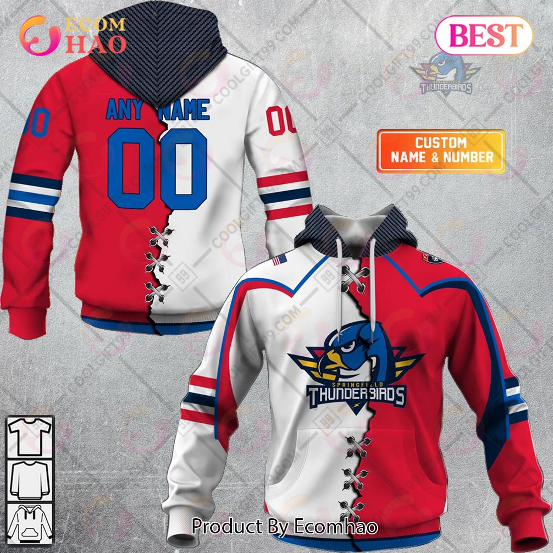 Personalized AHL Springfield Thunderbirds Mix Jersey 3D Hoodie