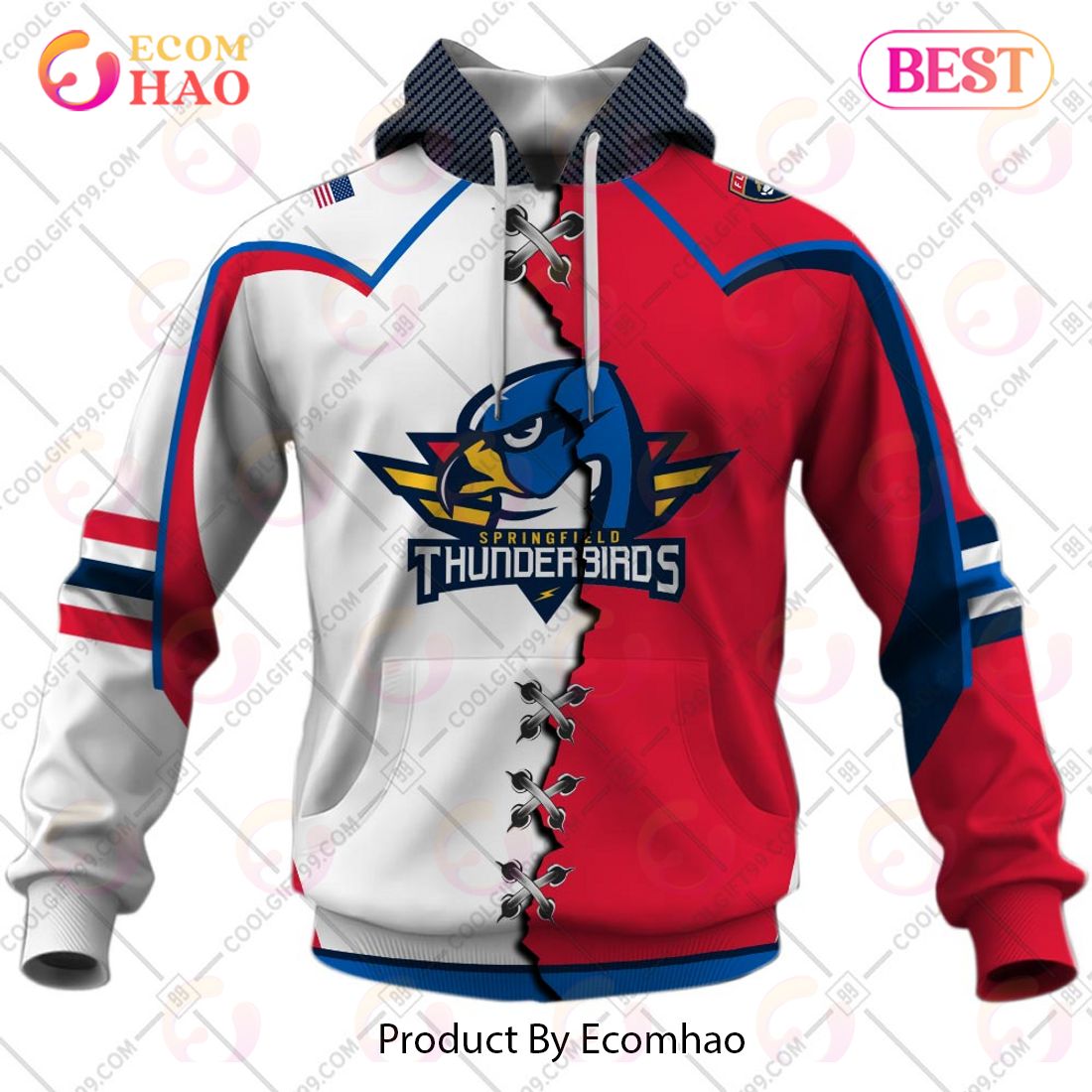 Personalized AHL Springfield Thunderbirds Mix Jersey 3D Hoodie