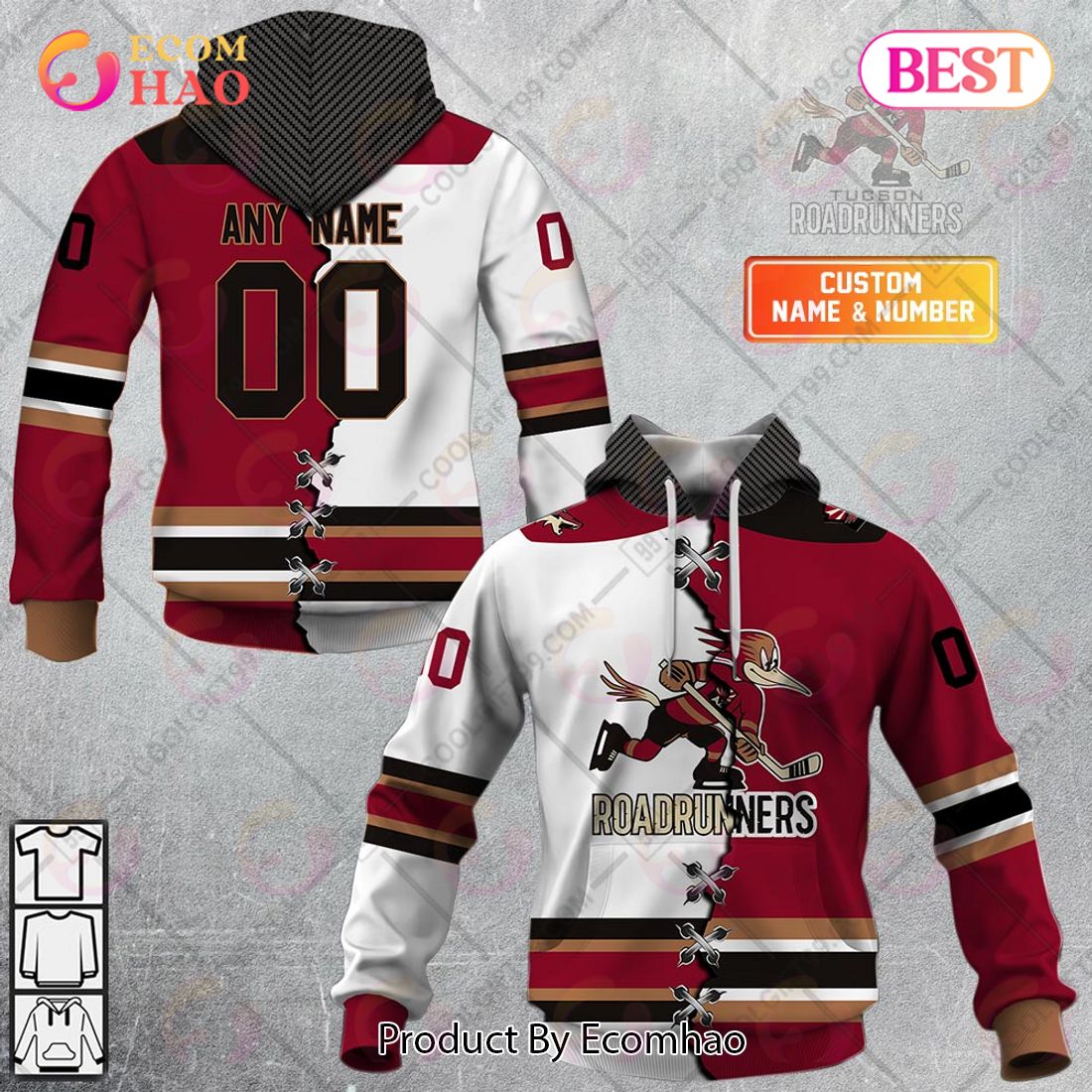 Personalized AHL Tucson Roadrunners Mix Jersey 3D Hoodie