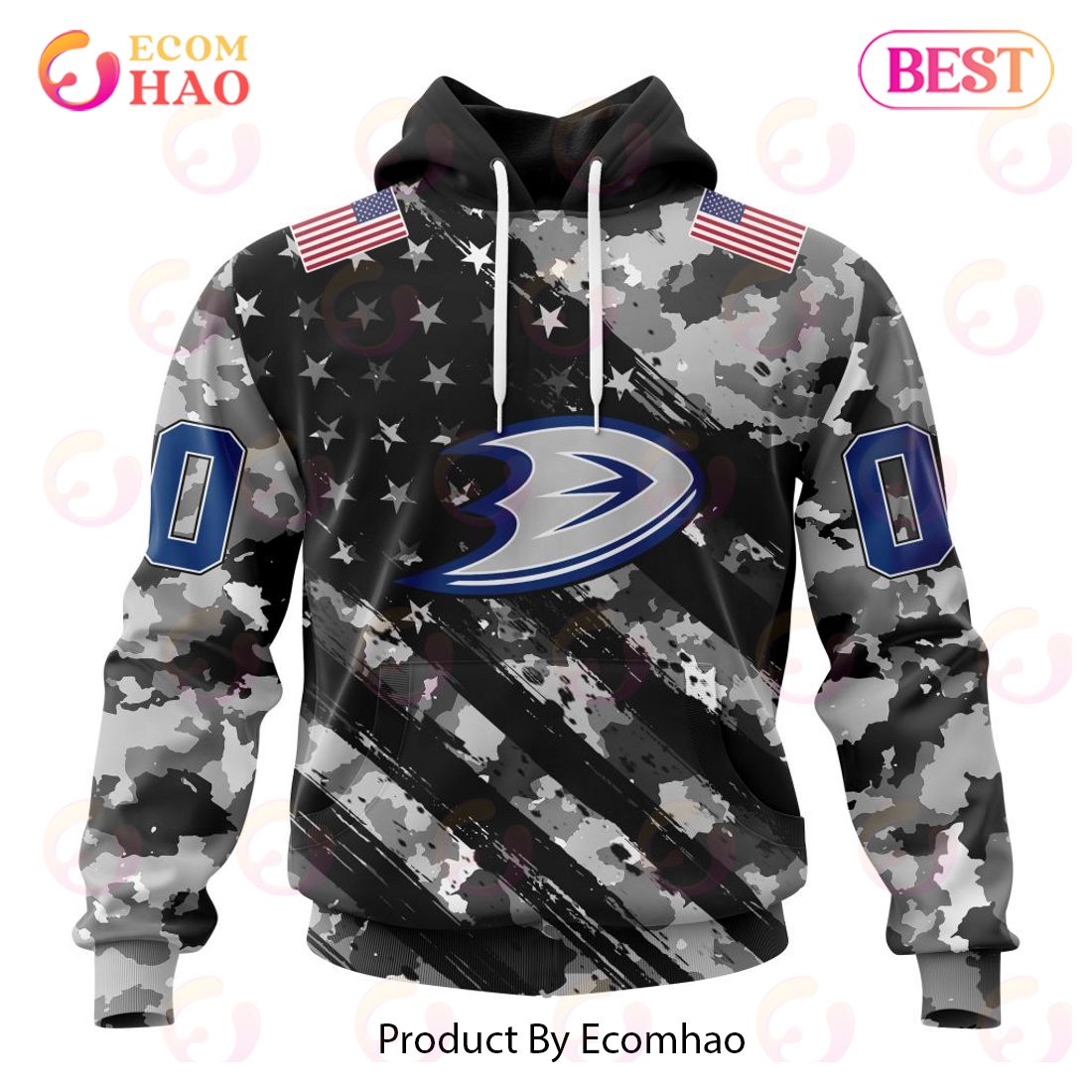 NHL Anaheim Ducks Special Camo Armed Forces Design 3D Hoodie