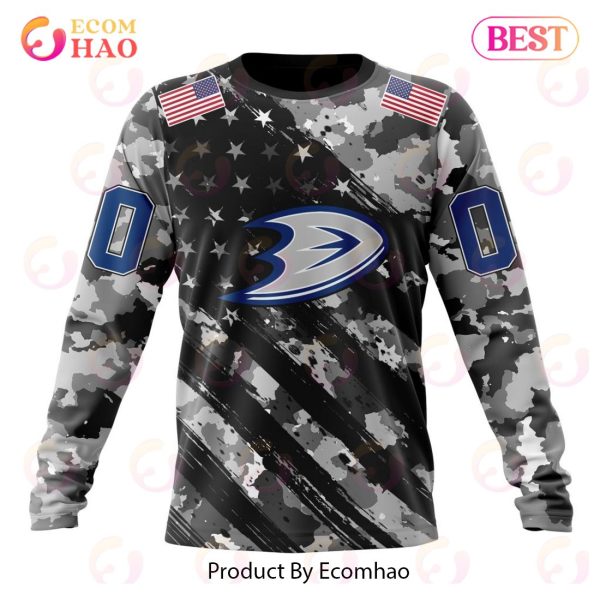 NHL Anaheim Ducks Special Camo Armed Forces Design 3D Hoodie