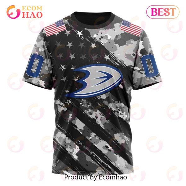 NHL Anaheim Ducks Special Camo Armed Forces Design 3D Hoodie