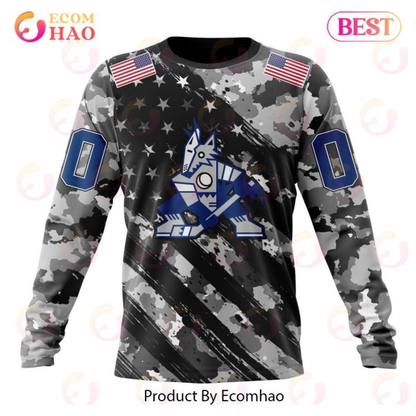 NHL Arizona Coyotes Special Camo Armed Forces Design 3D Hoodie