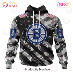 NHL Boston Bruins Special Camo Armed Forces Design 3D Hoodie
