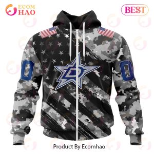NHL Dallas Stars Special Camo Armed Forces Design 3D Hoodie