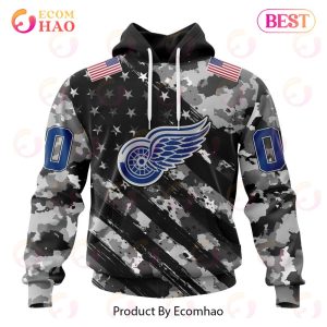 NHL Detroit Red Wings Special Camo Armed Forces Design 3D Hoodie