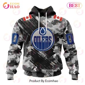 NHL Edmonton Oilers Special Camo Armed Forces Design 3D Hoodie