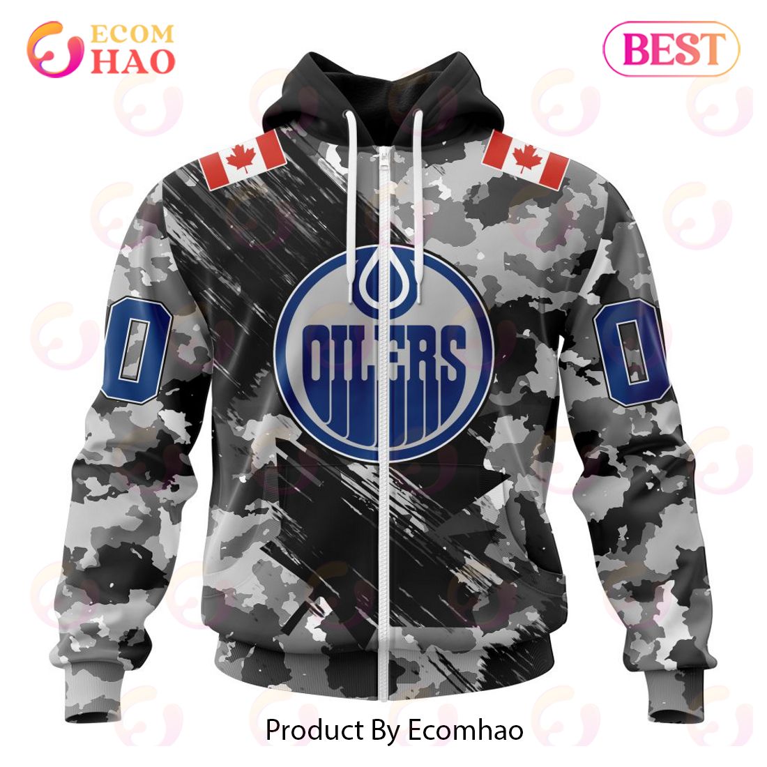 NHL Edmonton Oilers Special Camo Armed Forces Design 3D Hoodie