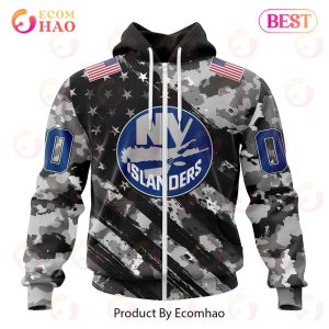 NHL New York Islanders Special Camo Armed Forces Design 3D Hoodie