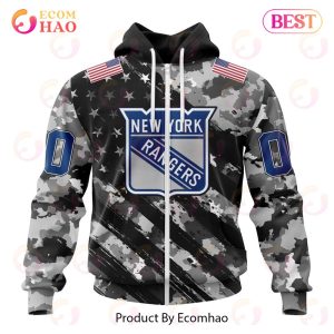 NHL New York Rangers Special Camo Armed Forces Design 3D Hoodie