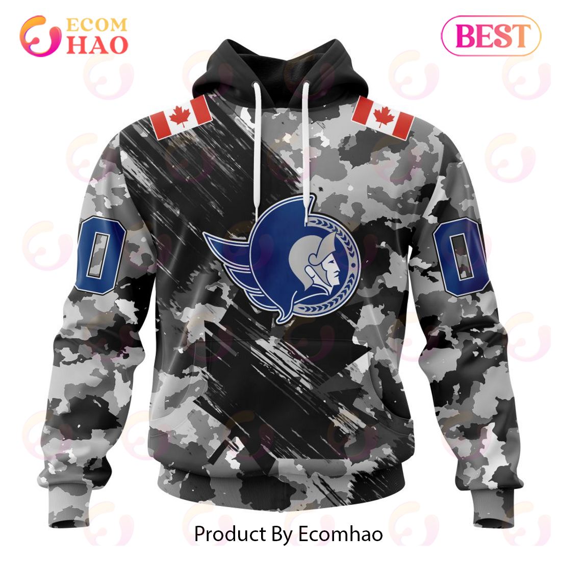 NHL Ottawa Senators Special Camo Armed Forces Design 3D Hoodie